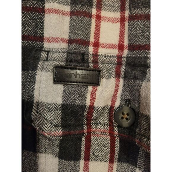Carhartt 100587 Mens Heavy Flannel Shirt Large Plaid Original Fit Button - Picture 5 of 6